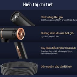 Thumbnail CkeyiN Máy Sấy Tóc ion âm 2 Chiều Nóng Lạnh , Nóng Lạnh 2 Chiều Chăm Sóc Tóc,gió mạnh giúp tóc nhanh khô HA013 1