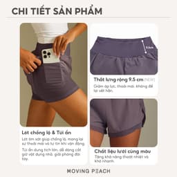 Thumbnail MOVING PEACH Quần short chạy bộ thể thao Eo cao Lưới tập luyện Quần short đi xe đạp có túi APG 1