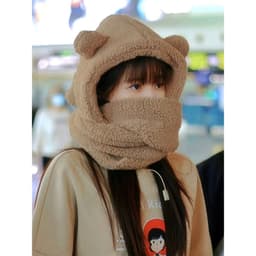 Thumbnail Mũ Lông Tai Gấu Kèm Khăn Quàng Cổ Bao Tay 3 Trong 1 Ấm Áp Mũ Len Tai Mèo Mũ Quàng Cổ Khăn Quàng Cổ 2