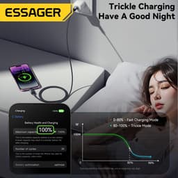 Thumbnail Cáp dữ liệu sạc nhanh Essager USB-C sang L 29W Công suất hiển thị kỹ thuật số 4