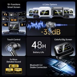 Thumbnail Tai nghe Bluetooth Awei T56 chống ồn ANC+ENC màn hình cảm ứng thông minh có Mic HD chính hãng 2