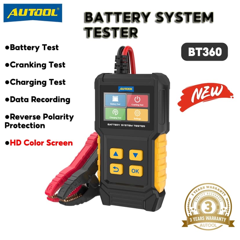 Ảnh AUTOOL BT360 12V Kiểm Tra Pin Kỹ Thuật Số Ô Tô Chẩn Đoán Kiểm Tra Pin Máy Phân Tích Xe Cranking Sạc Máy Quét 1