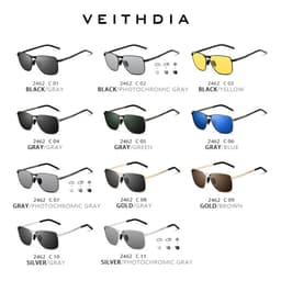 Thumbnail Kính râm phân cực nam VEITHDIA 2462 gọng vuông cổ điển 3