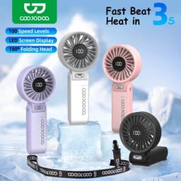 Thumbnail Quạt tốc độ cao GOOJODOQ 100 bánh răng gió siêu mạnh im lặng 180° Quạt cầm tay có thể gập lại Màn hình LED quạt cầm tay turbo 1