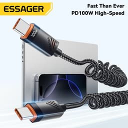 Thumbnail Cáp sạc lò xo ESSAGER 60W / 100W Type C Type C sang Type C Cáp dữ liệu sạc xe hơi 1