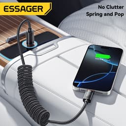 Thumbnail Cáp sạc lò xo ESSAGER 60W / 100W Type C Type C sang Type C Cáp dữ liệu sạc xe hơi 3