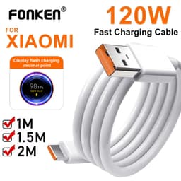 Thumbnail Fonken 120W Turbo Cáp Sạc USB Loại C Dây Dữ Liệu Cho Xiaomi Mi 13 12 Pro Redmi Note 11 12 Realme POCO 1