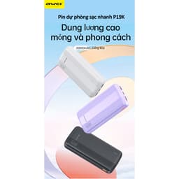 Thumbnail Sạc Dự Phòng 20000mah Awei P19K Sạc Nhanh Cổng USB Kép Có Đèn LED Hỗ Trợ Sạc Nhanh Cho Điện Thoại 1