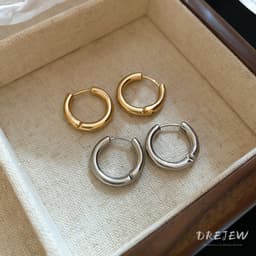 Thumbnail Drejew Ánh Sáng Âu Mỹ Sang Trọng Tròn Bóng Khóa Tai retro Thời Trang Bông Tai Nữ Cá Tính Đa Năng Bông Tai 2