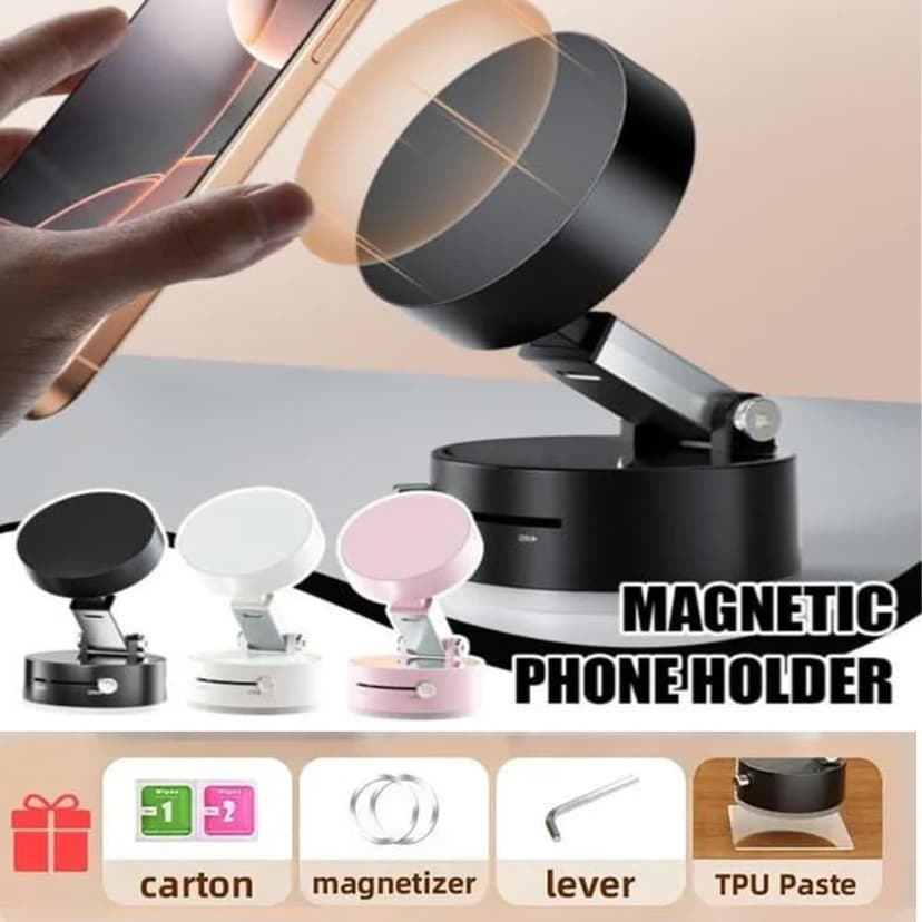Ảnh Athenisa Magpro Mount, Giá đỡ điện thoại di động từ tính di động, Giá đỡ điện thoại từ tính hút chân không, Giá đỡ điện thoại từ tính hai mặt có thể gập lại và có thể thu vào cho tất cả các điện thoại 3