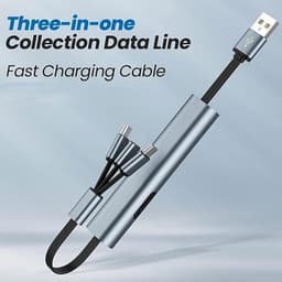 Thumbnail Cáp sạc nhanh 3 trong 1 hóa đơn, Bộ sạc hóa đơn 3 trong một, Cáp di động 3 trong 1, Cáp sạc nhanh 3 trong 1, Cáp dữ liệu có thể thu vào 9ft cho nhiều thiết bị 1