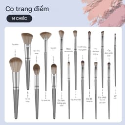 Thumbnail Set cọ trang điểm cá nhân MAANGE 14 cây màu xám bạc có bao da 1414 3