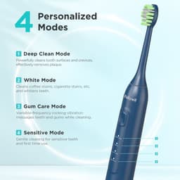 Thumbnail Bàn chải đánh răng điện siêu âm Fairywill, rung 42000HZ / phút 8 đầu sạc cho người lớn, sạc đầy 4h cho 100 ngày 2
