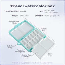Thumbnail Seamiart 12 Lưới Mini Du Lịch Nhựa Hộp Tranh Có Móc Khóa Di Động Màu Nước Bảng SS25 Xuân Hè Màu 2