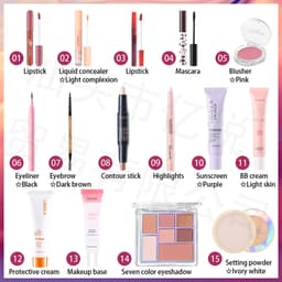 Thumbnail Lameila 51 Món Bộ Mỹ Phẩm Trang Điểm Mặt Son Môi Phấn Mắt BB Kem Nền Kem Che Khuyết Điểm Kem Chống Nắng Dạng Lỏng Kem Trang Điểm Puff Người Mới Bắt Đầu 2