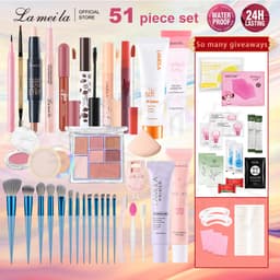 Thumbnail Lameila 51 Món Bộ Mỹ Phẩm Trang Điểm Mặt Son Môi Phấn Mắt BB Kem Nền Kem Che Khuyết Điểm Kem Chống Nắng Dạng Lỏng Kem Trang Điểm Puff Người Mới Bắt Đầu 1