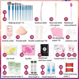 Thumbnail Lameila 51 Món Bộ Mỹ Phẩm Trang Điểm Mặt Son Môi Phấn Mắt BB Kem Nền Kem Che Khuyết Điểm Kem Chống Nắng Dạng Lỏng Kem Trang Điểm Puff Người Mới Bắt Đầu 3