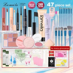 Thumbnail Lameila 47 Miếng Trang Điểm Mặt Bộ Mỹ Phẩm Phấn Mắt Bột Rời Cọ Trang Điểm Son Môi Uốn Mi Mascara Lâu Dài Chống Thấm Nước Người Mới 1