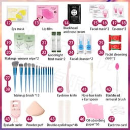 Thumbnail Lameila 47 Miếng Trang Điểm Mặt Bộ Mỹ Phẩm Phấn Mắt Bột Rời Cọ Trang Điểm Son Môi Uốn Mi Mascara Lâu Dài Chống Thấm Nước Người Mới 3