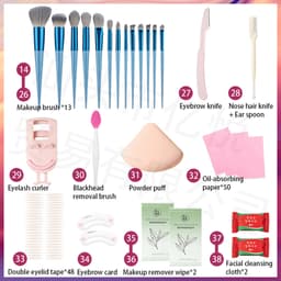 Thumbnail Lameila 38 Miếng Trang Điểm Mặt Bộ Mỹ Phẩm Bút Kẻ Mắt Son Môi Phấn Mắt Cọ Trang Điểm BB Kem Chống Nắng Kem Tông Đơ Lông Mày Chống Thấm Nước Người Mới Bắt Đầu Phải Có 3