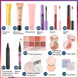 Thumbnail Svmy 50 Miếng Trang Điểm Mặt Mỹ Phẩm Bộ Kem Chống Nắng Ép Kem Nền Phấn Mắt Cọ Trang Điểm Son Môi Bút Chì Lông Mày Người Mới Chống Thấm Nước Chống Mồ Hôi 2
