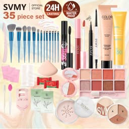 Thumbnail Svmy 35 Miếng Mỹ Phẩm Mặt Bộ Trang Điểm Cọ Trang Điểm Mascara Phấn Mắt Dao Lông Mày Bút Kẻ Mắt Son Môi Chống Thấm Nước Chống Mồ Hôi Lâu Dài Màu Kết Xuất Người Mới Bắt Đầu 1