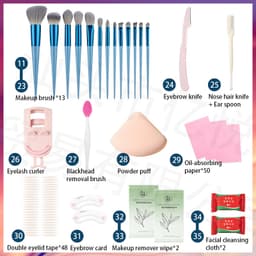 Thumbnail Svmy 35 Miếng Mỹ Phẩm Mặt Bộ Trang Điểm Cọ Trang Điểm Mascara Phấn Mắt Dao Lông Mày Bút Kẻ Mắt Son Môi Chống Thấm Nước Chống Mồ Hôi Lâu Dài Màu Kết Xuất Người Mới Bắt Đầu 3