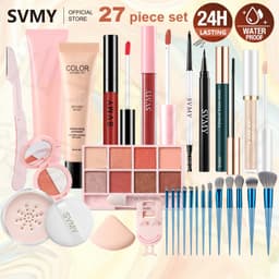 Thumbnail Svmy 27 Miếng Mỹ Phẩm Bộ Trang Điểm Mặt Kem Che Khuyết Điểm Bút Kẻ Mắt Dạng Lỏng Phấn Mắt Cọ Trang Điểm Lip Glaze Máy Uốn Mi Chống Thấm Nước Chống Mồ Hôi Lâu Dài Màu Sắc Render 1