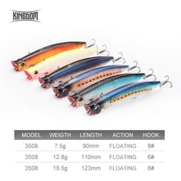 Thumbnail Kingdom Nổi Mồi Câu Cá Topwater Popper 7.5g 12.8g 18.5g Đúc Xa Mồi Cứng Nhân Tạo Chất Lượng Cao Wobblers 2