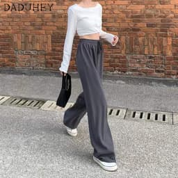 Thumbnail Daduhey Quần thể thao nữ ống rộng dáng suông có thể kéo giãn có 3 màu thời trang hip hop phong cách Hàn Quốc 4