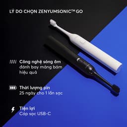 Thumbnail Bộ Bàn Chải Điện Zenyum Sonic GO phiên bản Du Lịch Tiêu Chuẩn - 1 Bàn Chải + 1 Hộp Đựng + 3 Đầu Thay 1