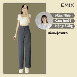 Thumbnail Quần công sở nữ EMIX ống suông, dài 98-100cm vải tuyết mưa dày đẹp Quan09P/P0K1+2 1