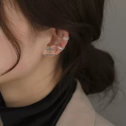 Thumbnail Khuyên tai bạc nữ TLEE kẹp vành set 3 mẫu basic TLEE JEWELRY B0116 4