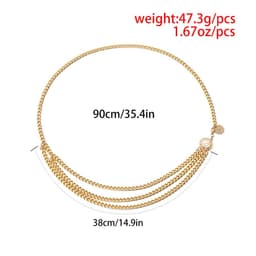 Thumbnail Dây thắt lưng AIJOLEN bằng kim loại nhiều lớp thời trang cổ điển cho nữ 4