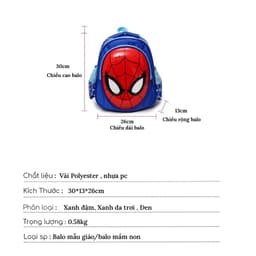 Thumbnail Balo cho bé trai đi học mẫu giáo mầm non 1989KIDS SHOP hình siêu nhân,chống thấm nước,siêu nhẹ,kích thước 30cm*13cm*26cm 2