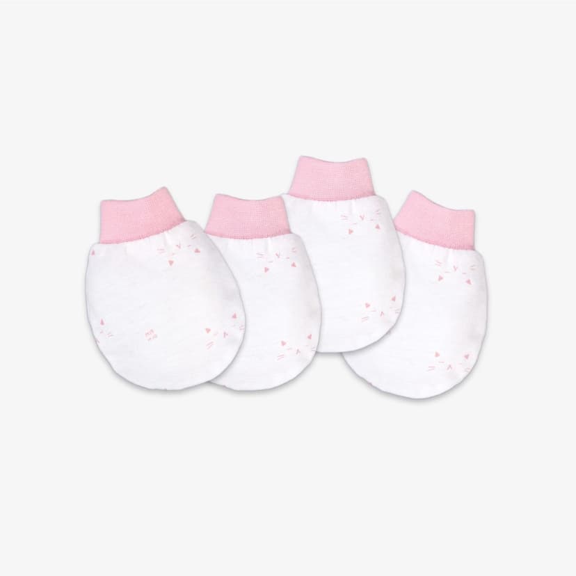 Ảnh Bao Tay Sơ Sinh MIOMIO(2 Đôi), Dành Cho Bé Gái Bé Trai, 100% cotton, Hoạ Tiết Thỏ, Sọc, Mèo Mây, Mặt Mèo 3