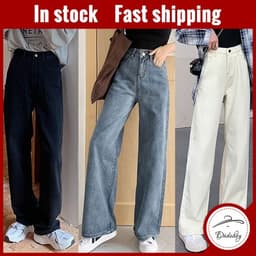 Thumbnail Daduhey Quần jean ống rộng lưng cao dễ phối đồ phong cách Hàn Quốc thời trang thường ngày cho nữ 1