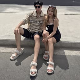 Thumbnail Giày Sandal Unisex Genki Màu Kem Quai Ngang Đế Cao Su Thời Trang Chính Hãng Streetstyle YK278 3