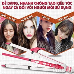 Thumbnail Máy làm tóc đa năng 3in1 duỗi uốn bấm KEMEI KM-3304 tạo kiểu tóc dễ dàng như là tóc ép tóc dập xù - Phân phối chính hãng 3