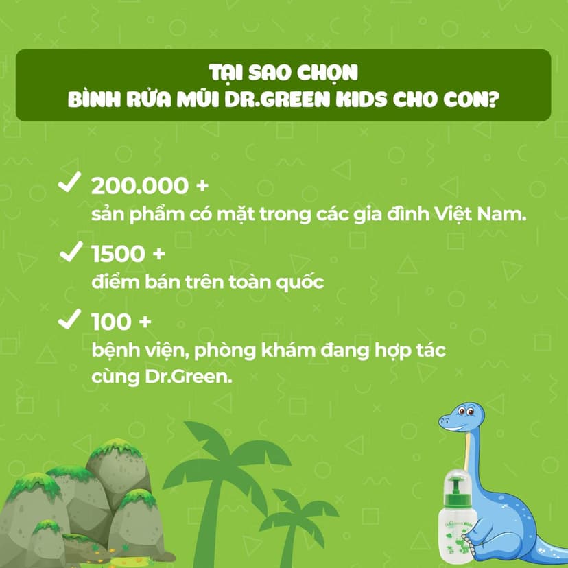 Ảnh Bình rửa mũi cho trẻ em Dr.Green Kids | 30 gói muối biển | Đầu rửa silicon | viêm mũi | viêm xoang 4