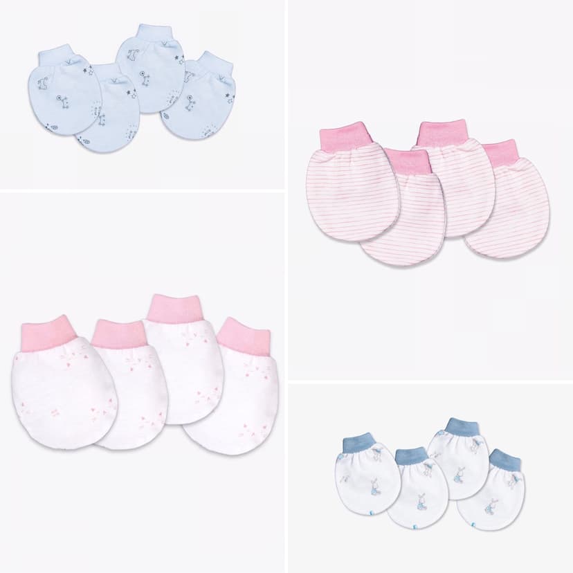 Ảnh Bao Tay Sơ Sinh MIOMIO(2 Đôi), Dành Cho Bé Gái Bé Trai, 100% cotton, Hoạ Tiết Thỏ, Sọc, Mèo Mây, Mặt Mèo 1