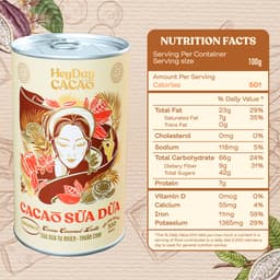 Thumbnail Bột cacao sữa dừa tự nhiên, thuần chay – Lon 350g – Heyday Cacao 3