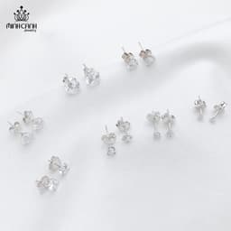 Thumbnail Bông Tai Nụ Đá 4 Chấu Chốt Bạc Ta - Thương Hiệu Minh Canh Jewelry 1
