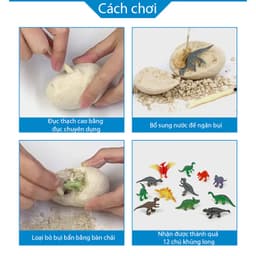 Thumbnail Đồ chơi khảo cổ học hóa thạch khủng long KAVY gồm 12 quả trứng 12 dụng cụ đào 4