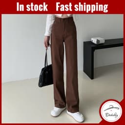 Thumbnail Daduhey Quần jean ống rộng lưng cao thiết kế mới thời trang theo phong cách Hàn Quốc 1