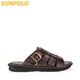 Thumbnail Dép Quai Ngang Nam Da Bò SUNPOLO Nâu AQN006 Có Big size 44 45 1
