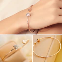 Thumbnail Vòng Tay CRRJU 003G Mặt Hình Trái Tim Đính Kim Cương Giả Phong Cách Hàn Quốc Dễ Thương Cho Nữ 4