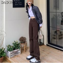 Thumbnail Quần jean dài Daduhey thẳng lưng thắt dây phong cách Hàn Quốc dành cho nữ 3