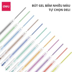 Thumbnail Bút bi nước mực gel bấm nhiều màu 0.5mm Deli xinh xắn nhanh khô viết đều trơn tru nhiều mực 2
