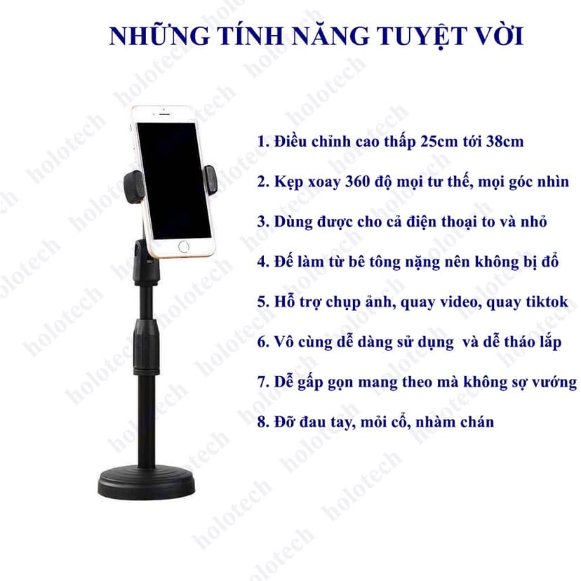 Ảnh Giá Đỡ Điện Thoại Để Bàn Gấp Gọn HOLOCOM K88, Kệ Đỡ Đa Năng Xoay 360 Độ Chắc Chắn Chụp Ảnh, Quay Video, Livestream 4